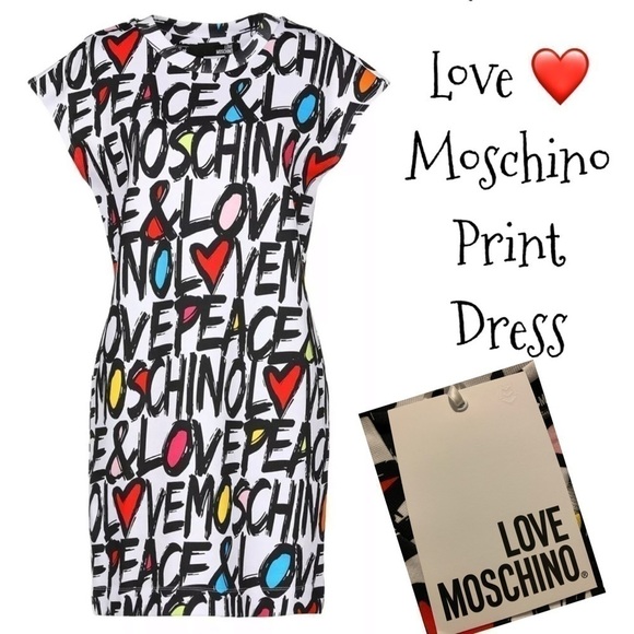Love Moschino Logo Graffiti Print Dress Size 4 💗 - Picture 1 of 2